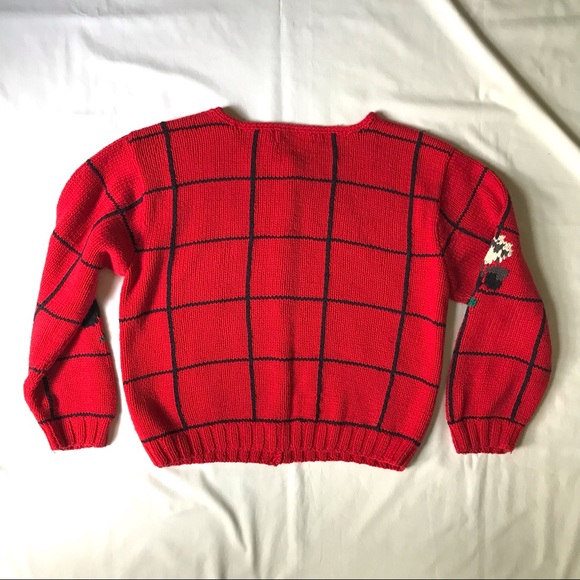 Cambridge Spirit red floral chunky cotton cardigan - Picture 6 of 8